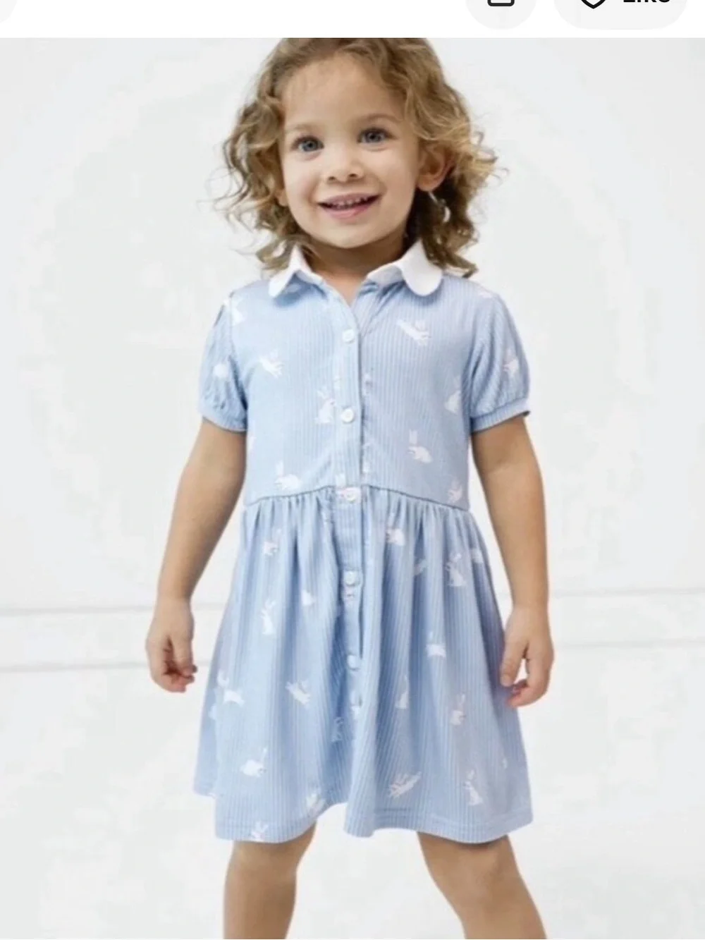 Little Sleepies Girls 18-24 months Bunny Stripe Button Down Dress Bamboo
